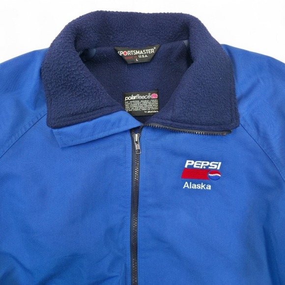 Sportsmaster Other - VTG Pepsi Alaska Jacket Polar Fleece Lined Sportsmaster USA Made Retro Blue L